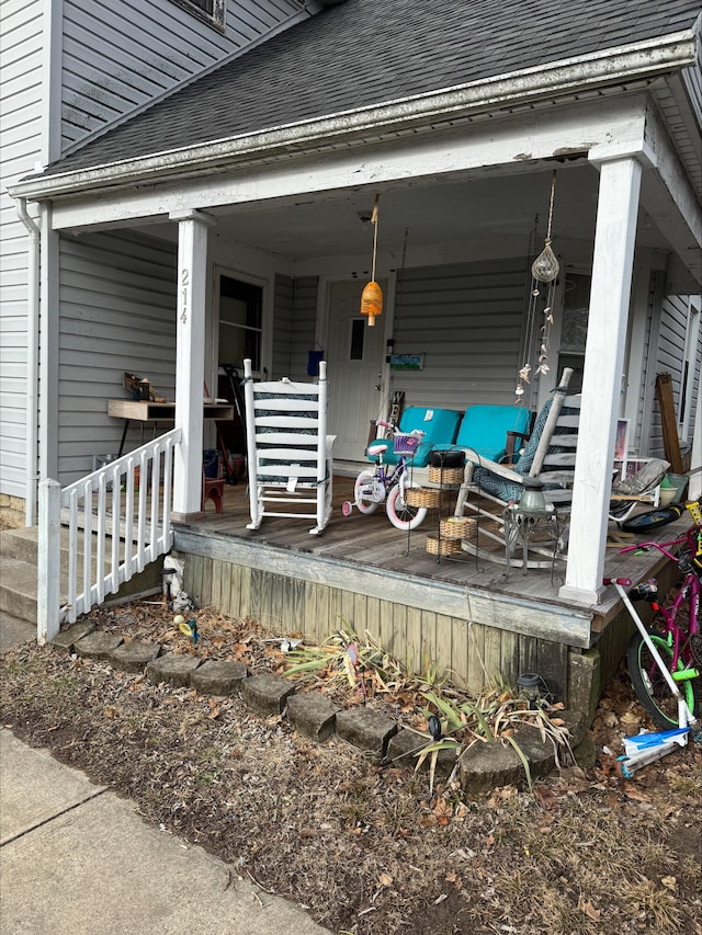 exterior space featuring covered porch