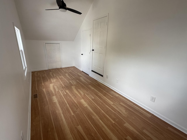 158 E Walnut St, Rockford, OH 45882 - additional living space featuring a ceiling fan, lofted ceiling, and wood finished floors