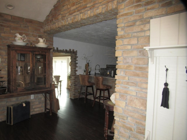 dining area featuring dark hardwood / wood-style flooring