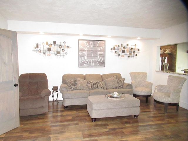 living room featuring dark hardwood / wood-style floors