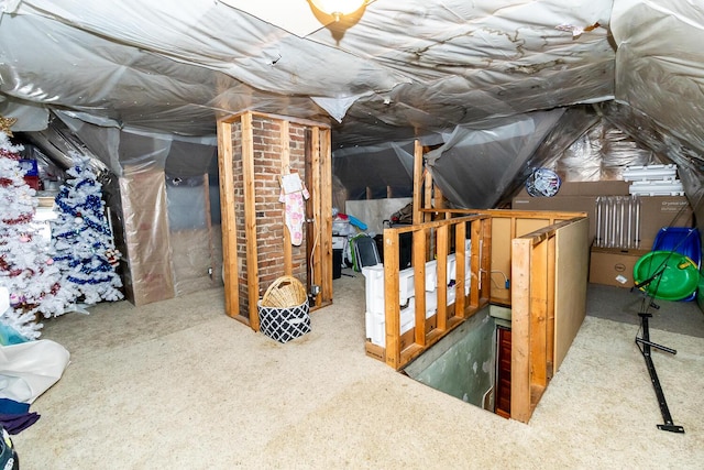 view of unfinished basement