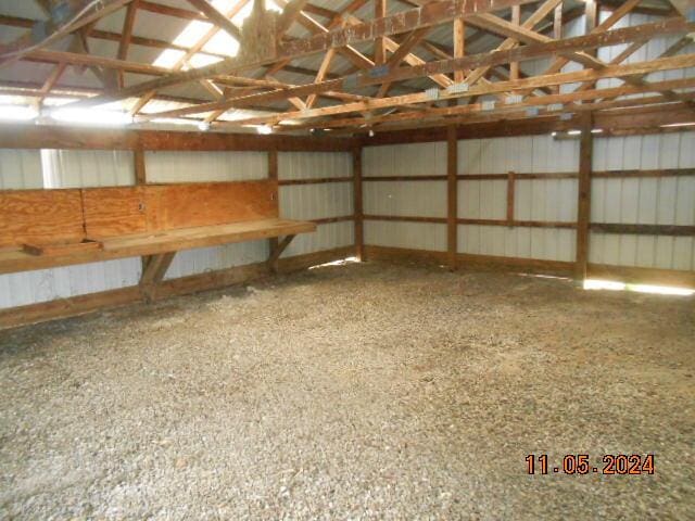 garage featuring metal wall