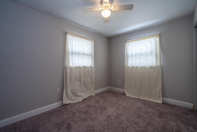 spare room with carpet floors, a wealth of natural light, and baseboards