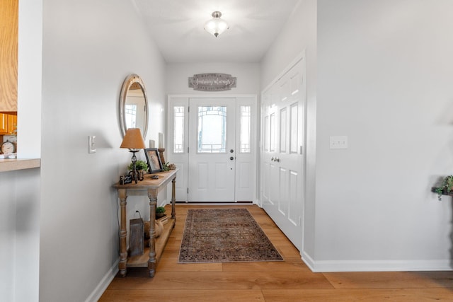 foyer with a healthy amount of sunlight and light wood-type flooring