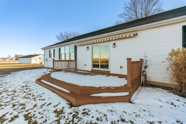 view of snow covered property