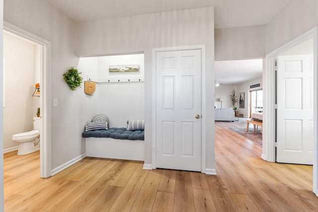 interior space with light hardwood / wood-style floors