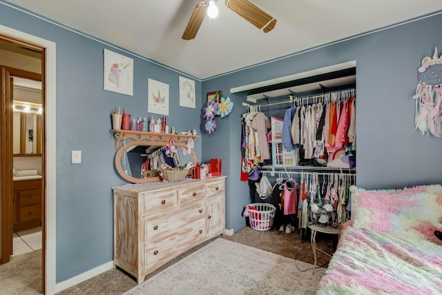 120 Garman Ave, Celina, OH 45822 - bedroom featuring carpet flooring, a closet, a ceiling fan, and baseboards