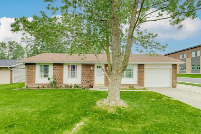 120 Garman Ave, Celina, OH 45822 - single story home featuring brick siding, a garage, driveway, and a front lawn