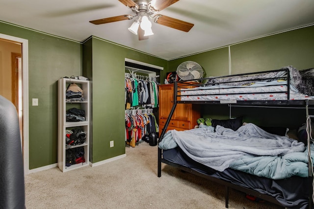 120 Garman Ave, Celina, OH 45822 - bedroom with carpet floors, a closet, a ceiling fan, and baseboards