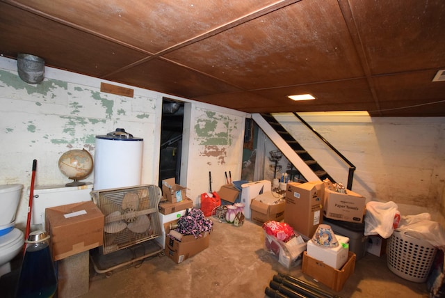 interior space featuring visible vents and gas water heater