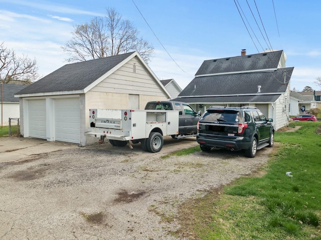 view of detached garage