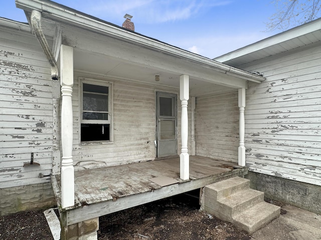 308 E Xenia Dr, Fairborn, OH 45324 - doorway to property featuring a porch and a chimney