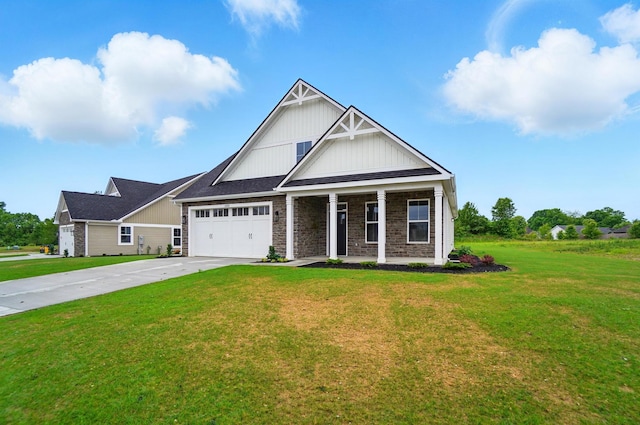 1505 Kingsgate Rd, Springfield, OH 45503 - craftsman inspired home with concrete driveway, covered porch, a front lawn, and an attached garage