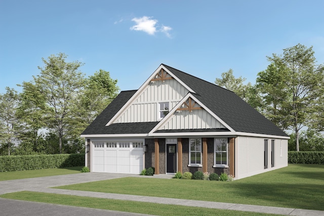 view of front of house with a garage and a front yard