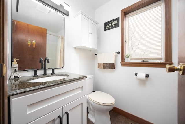 bathroom with vanity, plenty of natural light, and toilet