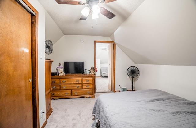 522 E High St, Saint Marys, OH 45885 - bedroom featuring vaulted ceiling, light colored carpet, and ceiling fan