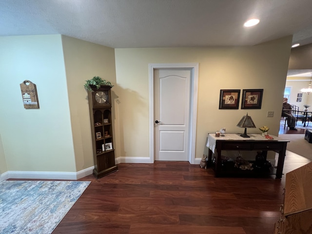 2732 Summer Field Trl, Sidney, OH 45365 - hallway with dark wood finished floors, recessed lighting, and a chandelier