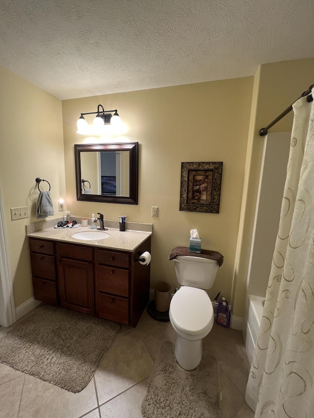 2732 Summer Field Trl, Sidney, OH 45365 - full bath with vanity, shower / bath combo, a textured ceiling, and tile patterned floors