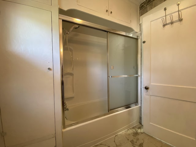 1208 Broadway St, Springfield, OH 45504 - full bathroom featuring marble look tile flooring and shower / bath combination with glass door