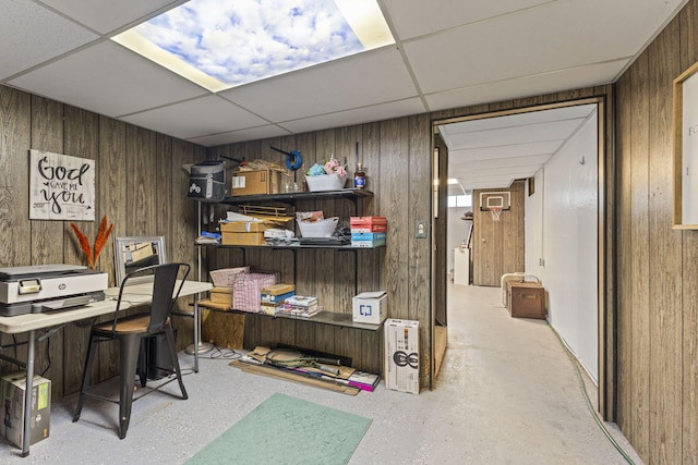 5899 N Springcreek Stringtown Rd, Piqua, OH 45356 - office with a paneled ceiling and wooden walls