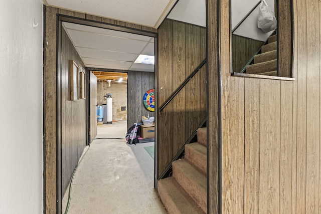 5899 N Springcreek Stringtown Rd, Piqua, OH 45356 - staircase featuring wooden walls