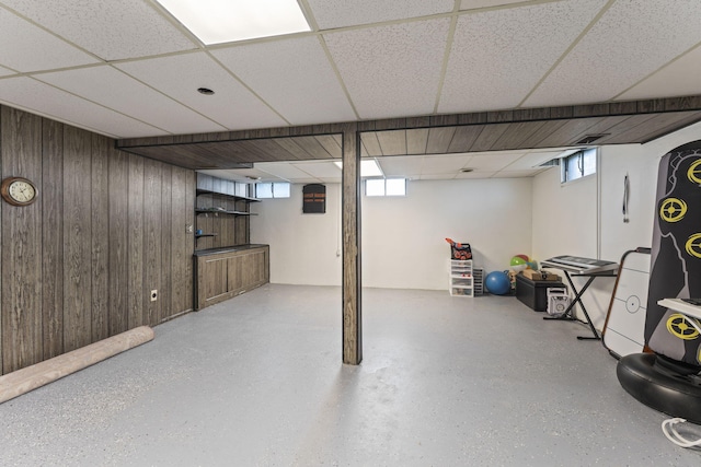 5899 N Springcreek Stringtown Rd, Piqua, OH 45356 - below grade area with wood walls and a paneled ceiling