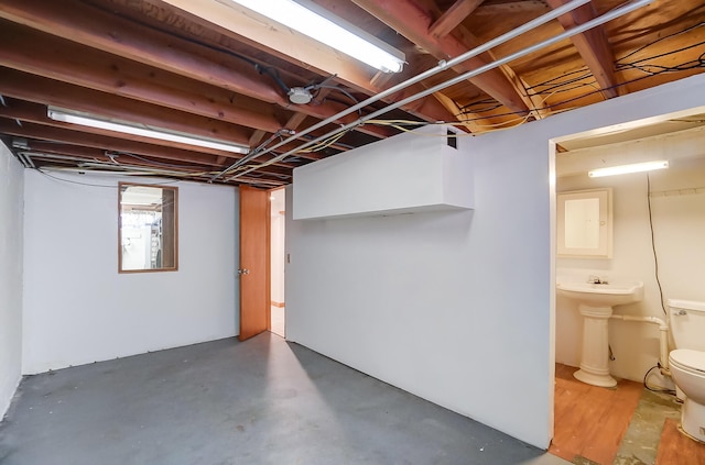 basement featuring sink