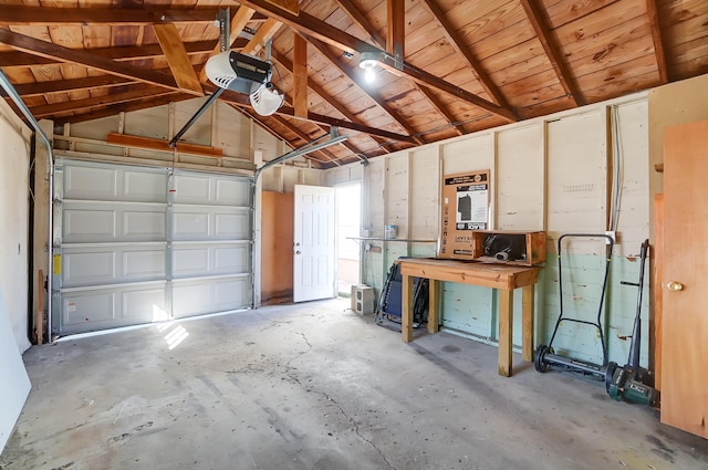 garage with a garage door opener