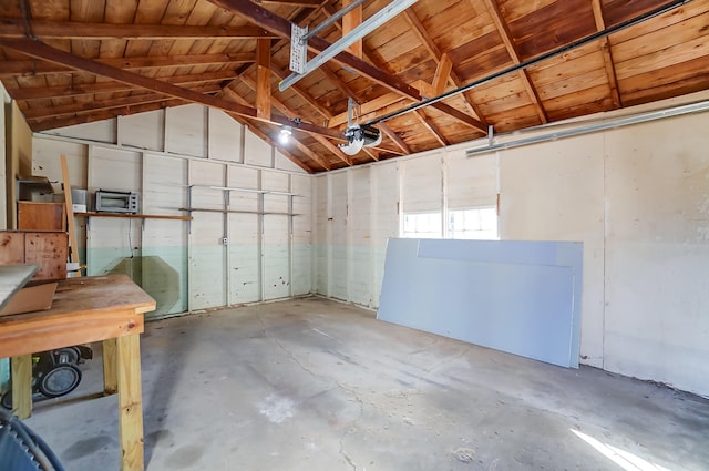 garage with a garage door opener