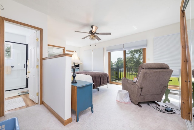 13730 Seminole Path, Lakeview, OH 43331 - bedroom featuring access to outside, light wood-style floors, and a ceiling fan