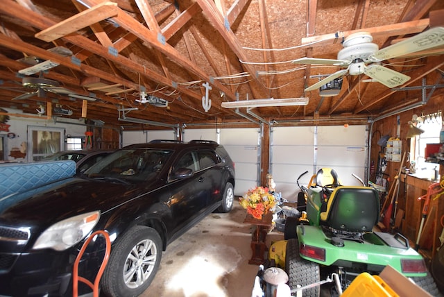 garage with a garage door opener