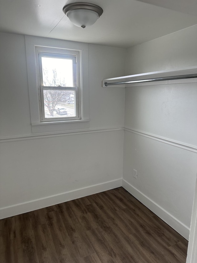 walk in closet featuring dark wood-type flooring