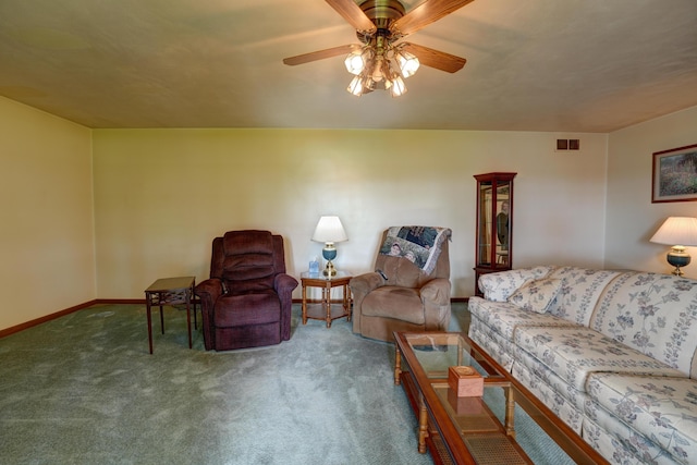 9743 State Route 118, Ansonia, OH 45303 - carpeted living room with ceiling fan and baseboards