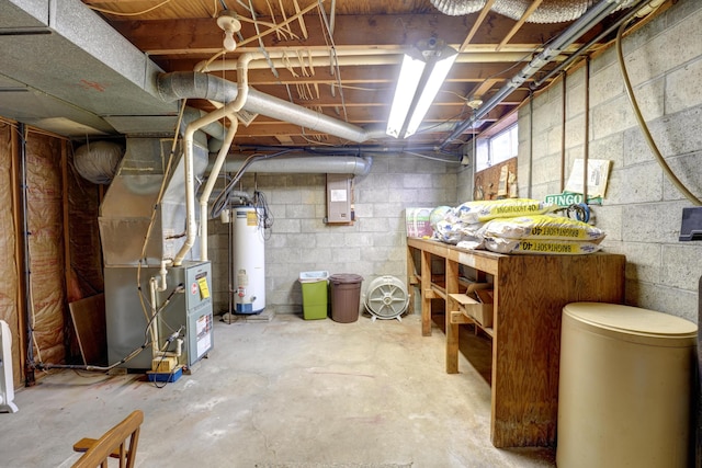 9743 State Route 118, Ansonia, OH 45303 - below grade area featuring gas water heater, electric panel, and heating unit