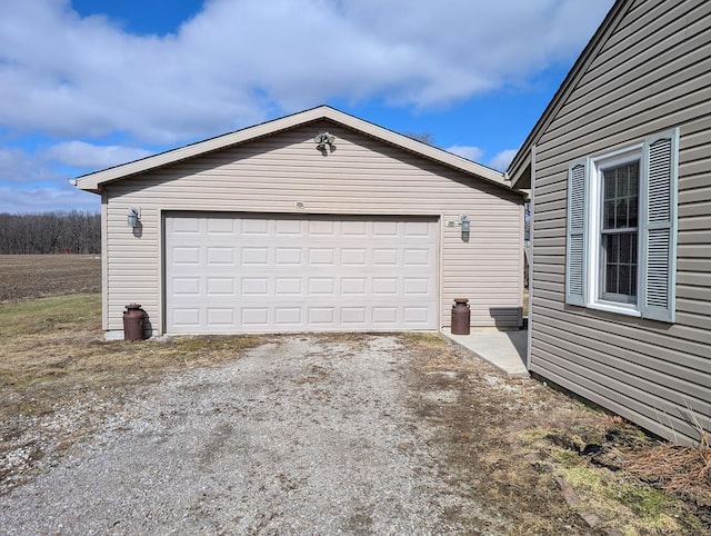 view of detached garage