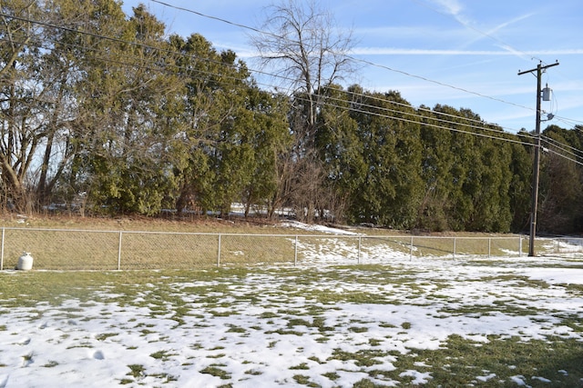 view of yard layered in snow