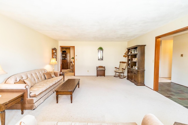 living room with carpet flooring