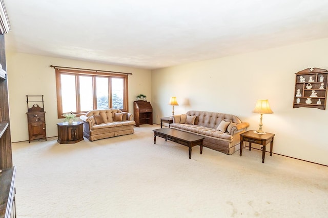 living room with light colored carpet