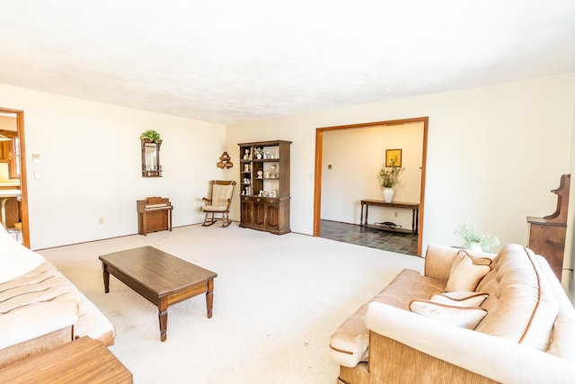 view of carpeted living area