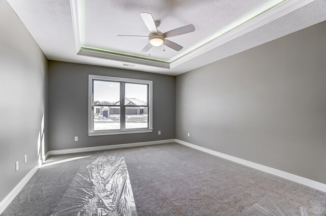 1129 Auburn St, Troy, OH 45373 - unfurnished room with a raised ceiling, carpet floors, baseboards, and a textured ceiling