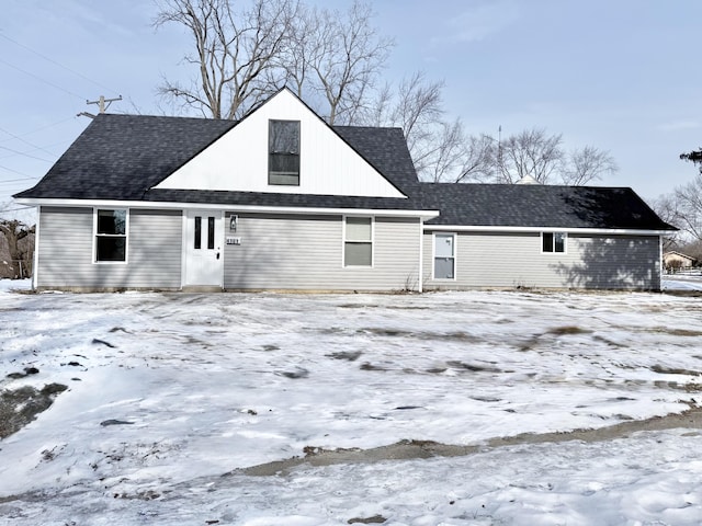 view of snow covered property