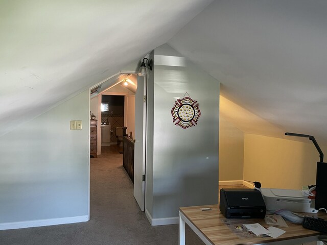 1211 N Lowry Ave, Springfield, OH 45504 - carpeted home office featuring lofted ceiling and baseboards