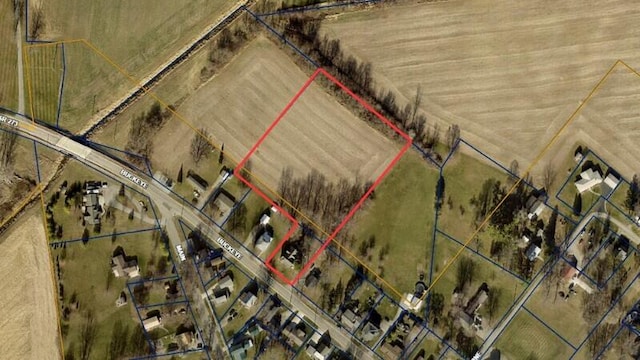 318 W Buckeye St, Belle Center, OH 43310 - aerial overview of property's location with property parcel outlined