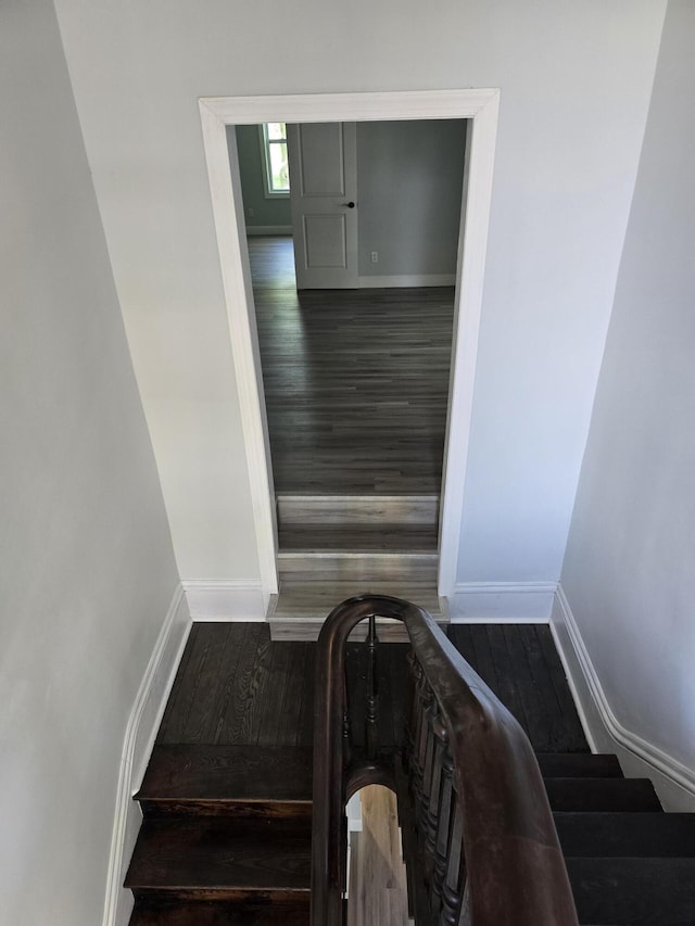 318 W Buckeye St, Belle Center, OH 43310 - stairs with baseboards and wood finished floors