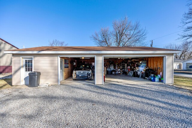 view of detached garage