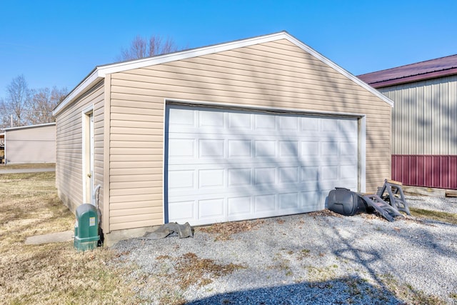 view of detached garage