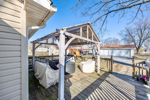 deck featuring an outbuilding