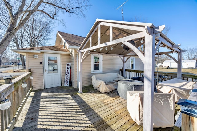 deck with a gazebo