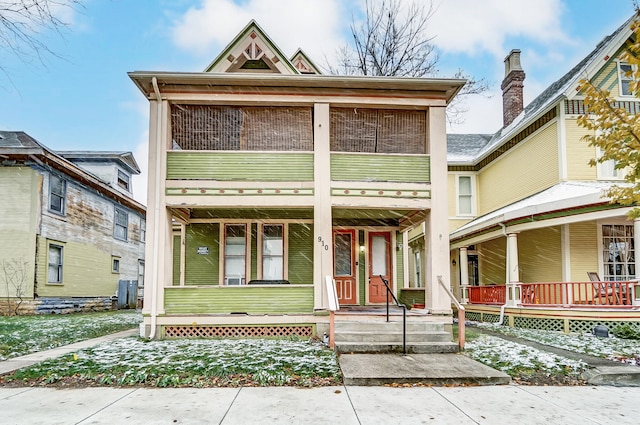 view of front facade featuring covered porch