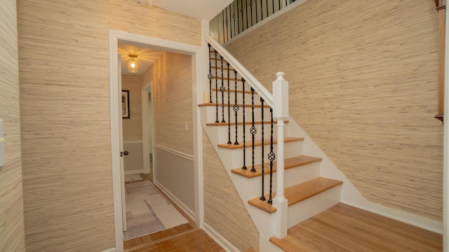 stairs with parquet flooring